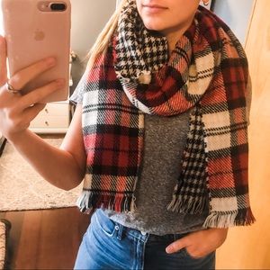 Reversible Plaid Blanket Scarf